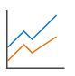 Stacked line chart icon