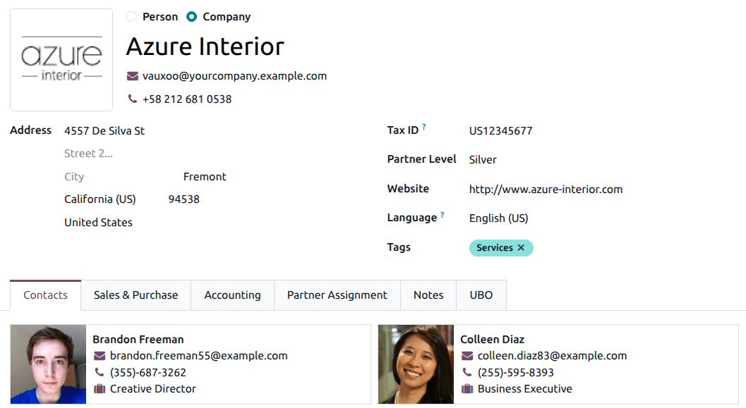 Add a contact/address to the contact form.