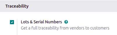 Enable Lots & Serial Numbers in the Inventory settings.