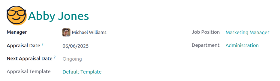 A new appraisal form with the top half filled out.