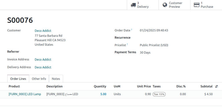 Showing smart button to PO.