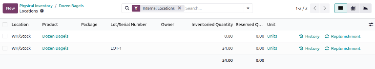 Fill in the Lot/Serial Number and Inventoried Quantity field.
