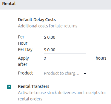 Sample of the Rental settings with the Rental Transfers enabled.